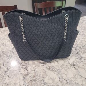 Michael Kors Black Tote with Signature Monogram NEW